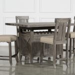 Jaxon Grey 5 Piece Extension Counter Set W/Wood Stools | Living Spaces
