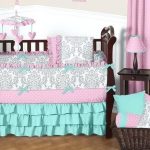 Pink Gray And Turquoise Baby Bedding Girls Crib Set By Sweet Sets
