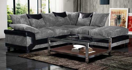 Camellia Fabric Corner Sofa : Black And Grey - High Quality Cheap