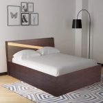 Buy Hitomu Queen Size Bed with Headboard Storage in Walnut Finish by