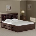 Buy Toya Queen Size Bed with Drawer Storage in Walnut Finish by