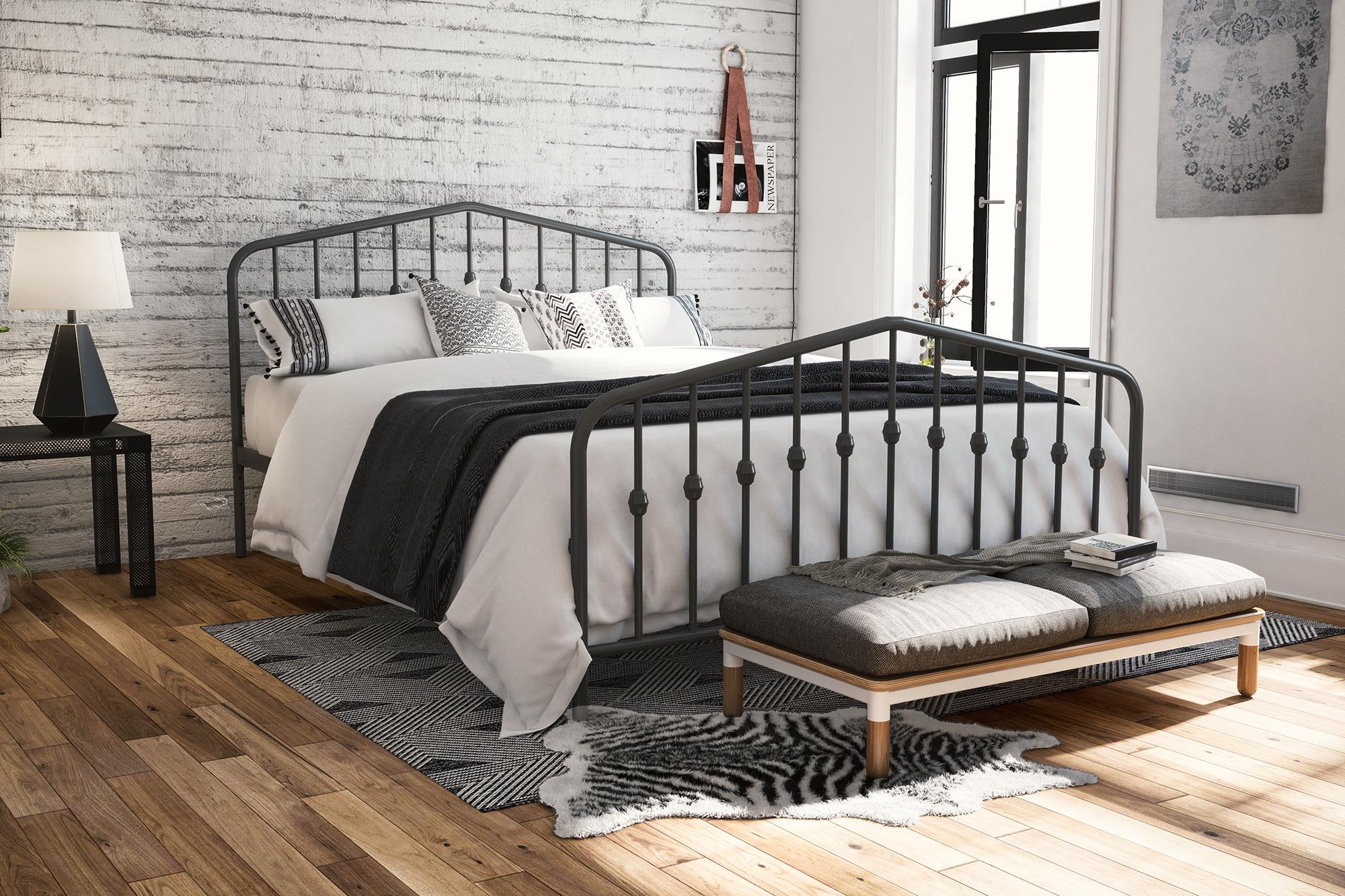 Novogratz Bushwick Metal Bed in Gray, Queen Size - Walmart.com
