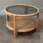 Mid-Century Rattan Coffee Table with Glass Top