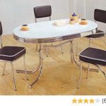Coaster Home Furnishings Retro Dining Table Set Four Black Chairs Chrome  Plated