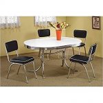 Amazon.com - Coaster Oval Retro Dining Table with 4 Chairs in Chrome