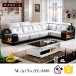 U Shape Black match white Genuine Sectional Leather Sofa set China