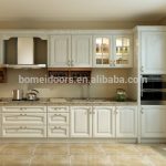 White Color Solid Wood Kitchen Cupboard Kitchen Cabinet Glass Doors