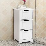 Shop Bathroom Floor Cabinet 3-Drawer Wooden Storage Side Organizer .