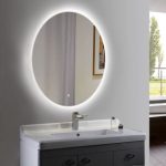 Wall Mounted Oval Dimmable LED Lighted Bathroom Mirror with Light .