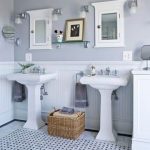 1. Love Grey. 2. Love the double pedestal sink. | Bathroom color .