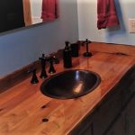 19" Oval Copper Bath Sink in Wooden Countertop | Vanity Sin