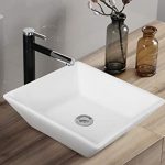 Tangkula 16” x 16” Square Bathroom Vessel Sink, Porcelain Ceramic .