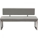 Benjara Gray and Silver Leatherette Upholstered Bench with .