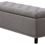 Grey Linen 48-inch Bedroom Storage Ottoman Bench Footrest .