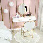 Amazon.com: Mecor Vanity Set with Mirror,Wood Makeup Dressing .