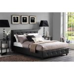 Black Queen Bed Headboard Set Tufted Faux Leather Modern Bedroom .