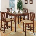 150154 Red Brown 5 Piece Counter Height Dining Room Set from .