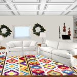Contemporary Living Using Colored Rugs in a Living Room
