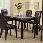 Modern Dining Room 7pc Set Table Chairs Brown Faux Leather Comfort .