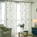 Blue Leaf White Curtains Living Room Ceiling Drapes 2 Panels .