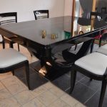 Art Deco Piano Black Dining Table & Chairs Set, 1930s for sale at .