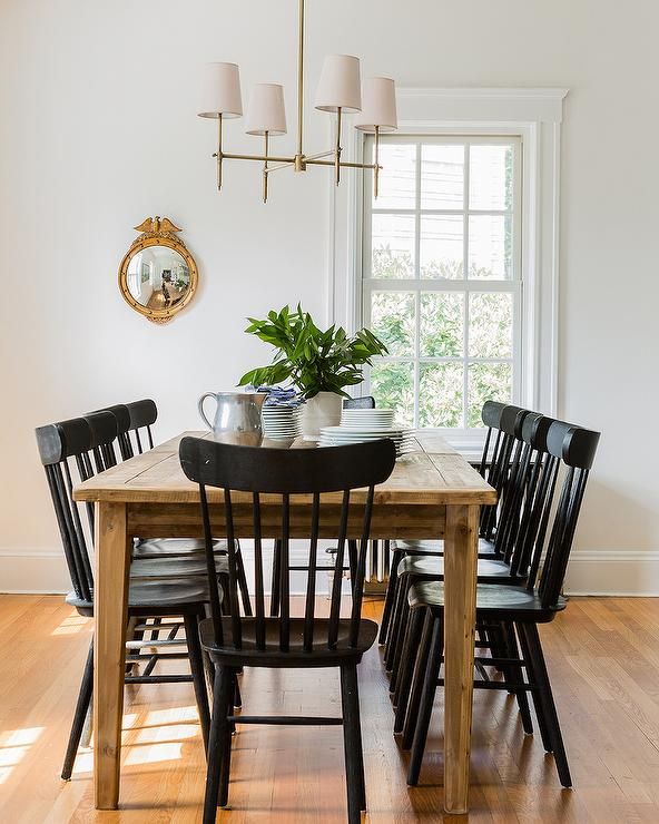 Farmhouse Dining Table with Black Salt Chairs - Cottage - Dining .