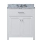 Water Creation Madison 30 in. Vanity in Modern White with Marble .
