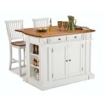 HOMESTYLES Americana White Kitchen Island with Seating-5002-948 .