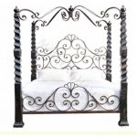 Twisted Wood Iron Scrolled Brazilian King Canopy Bed Black .