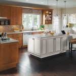 Maple Wood Cabinets with White Kitchen Island - Homecre