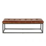 Black Metal and Brown Leather Bedroom Bench Alezan | Maisons du .