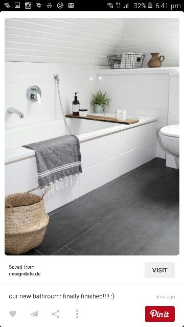 White bathroom concrete look tiles … | Minimalism interior, Modern .