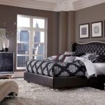 Hollywood Swank Modern Starry Night Black Leather 4pc King Bedroom S