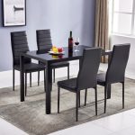 Zimtown New Modern 5 Pcs Dining Table Set With 4 Leather Chairs .