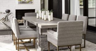 Modern Desmond Dining Room Set (Flint) W/ Cooper Quartz Chairs .