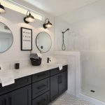 China Modern Double Sink Bathroom Vanity Floor Mounted Black PVC .