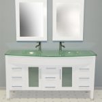 Cambridge 63 inch White Double Sink Vanity Set, tempered glass t
