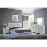 Saturn LED Light Modern 5 Piece Queen Bedroom Set with 2 .