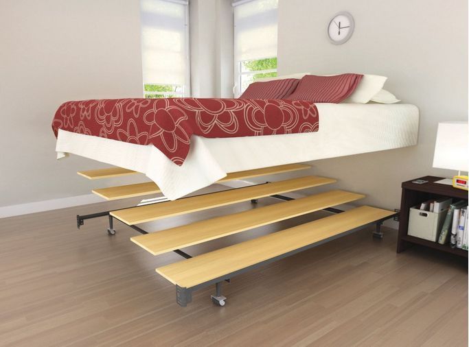 Queen Platform Conversion Set Bed Frame Portable Bedroom Wood .