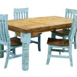 LMT | Turquoise Washed Rustic Dining Room Set | Dallas Designer .