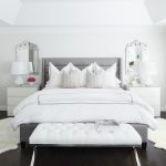 Gray Channel Tufted Bed with White Leather Tufted Bench - Modern .