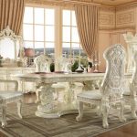 Traditional Dining Room Set 7 PCS in White Wood Traditional Style .