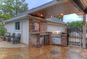 2 tags transitional patio with covered patio, exterior stone floors, gate,  outdoor NXFASUZ