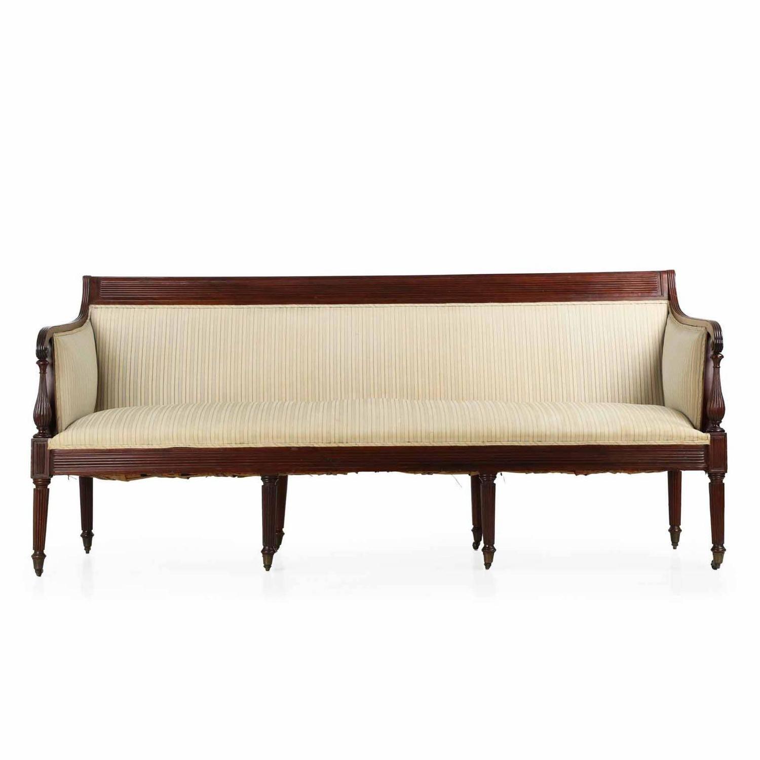 american classical reeded mahogany antique sofa settee, baltimore, circa  1820 at NBCYETH