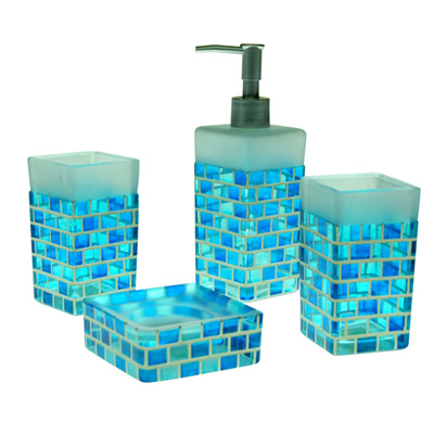 an overview of blue bathroom accessories ZHIBWYL