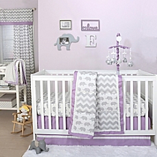 baby bedding for girls image of the peanut shell® elephant crib bedding collection in grey/purple DDZIRPH