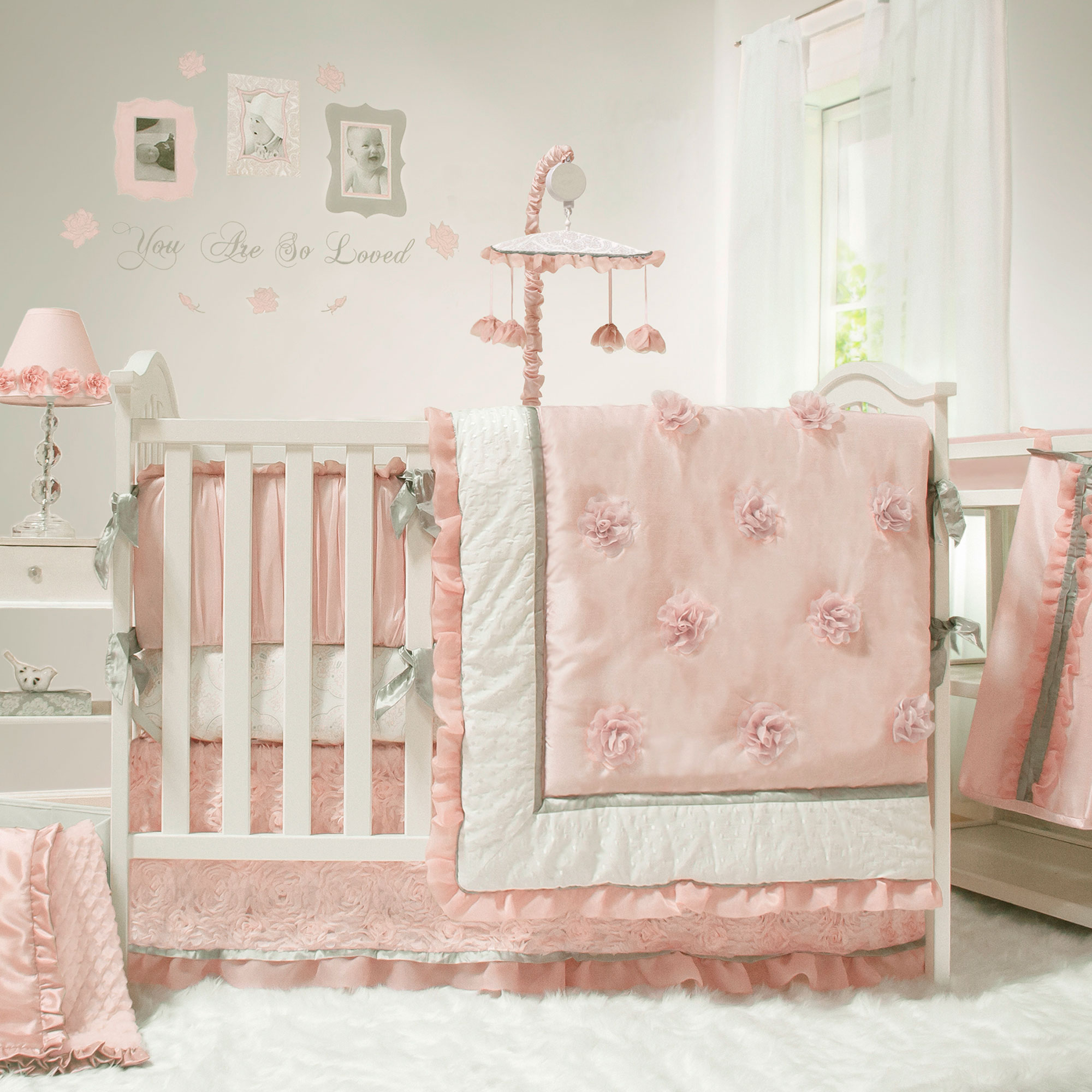 baby girl bedding the peanut shell baby girl crib bedding set - pink and white XATCHJK