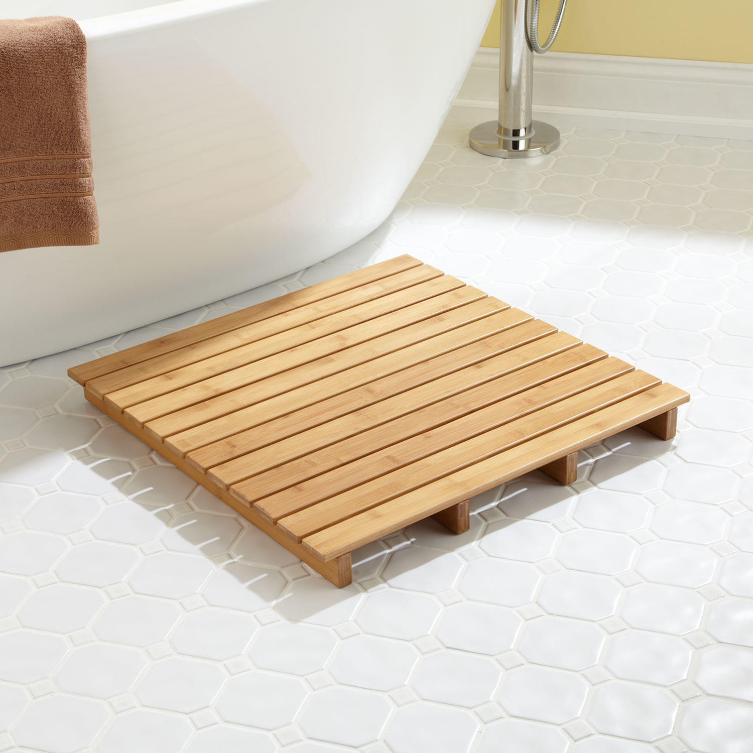 bathroom mat ... square bath mat makes a smooth and minimalist landing spot after NMHLWQH