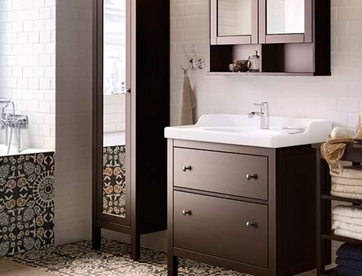 bathroom units a traditional bathroom with stained solid wood pieces FTNPQXL