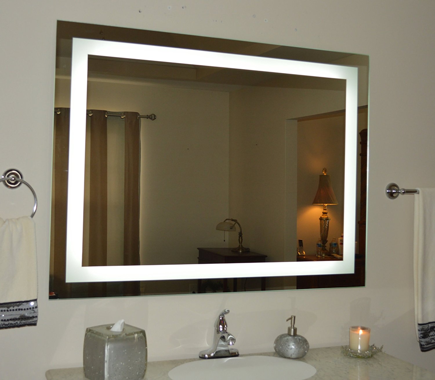 bathroom vanity mirrors with lights amazon.com: wall mounted lighted vanity mirror led mam84836 commercial  grade 48: CMVNXDZ